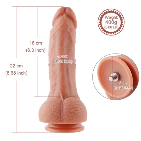 Ультрареалистичный фаллоимитатор для секс-машин Hismith 8.3″ 2-layers Silicone Flesh Dildo,2-слойный || 