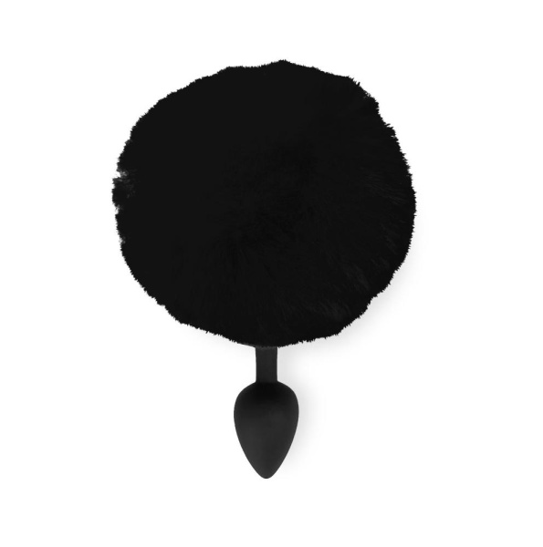 Силиконовая анальная пробка М Art of Sex - Silicone Bunny Tails Butt plug Black, диаметр 3,5 см