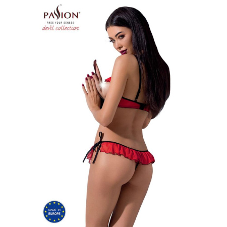 Комплект белья CHERRY SET OpenBra red S/M - Passion Exclusive: открытый лиф, трусики-юбочка || 