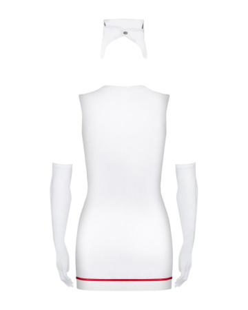 Эротический костюм медсестры Obsessive Emergency dress S/M, white, платье, стринги, перчатки, чепчик || 